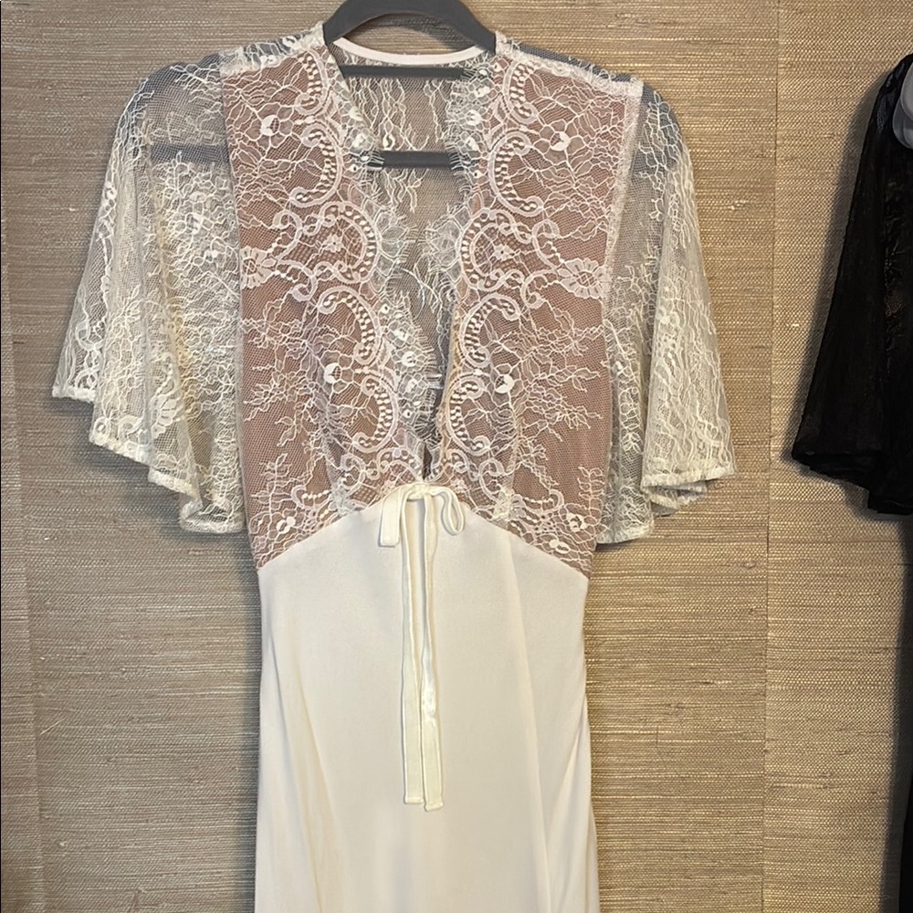 COPY - Rumored Sheer Lace Dress- Cream and White